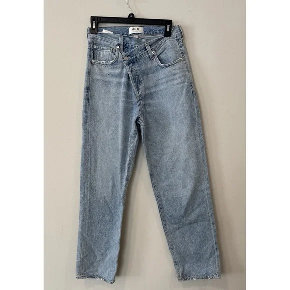 Agolde Criss Cross Upsized Jean High Rise Cross Front Straight Leg Size 25 2661 - Picture 3 of 12